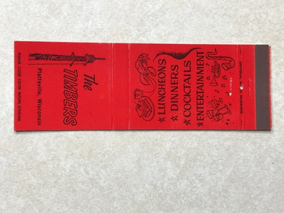 #ad AV113 Matchbook Cover The Timbers lunch dinner Platteville Wisconsin WI $4.99