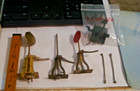 1:20.3 BRASS SWITCH TRACK STANTIONS & 1 PLASTIC GROUND THROW. — photo 1