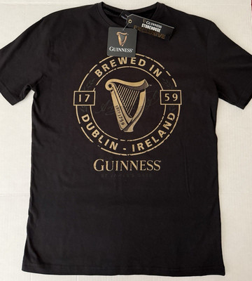 Guinness Black T Shirt 1759 Dublin Ireland Slim Fit 100% Cotton Men's Size M NWT