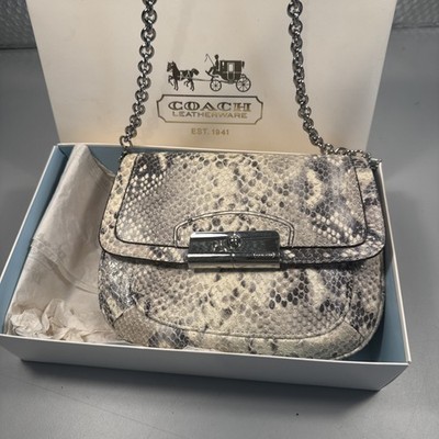 Coach Kristin Python Embossed Crossbody Gray &white Snake Skin #2047