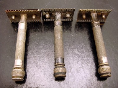 3 Vintage Ball End Beard Comb 3 Piece Safety Razors Gillette