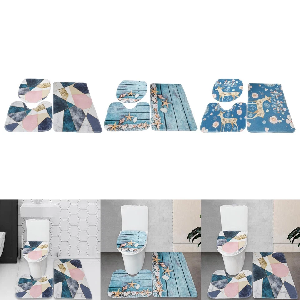 3Pcs Bath Rug Set Bathroom Mat Soft Bath Mat Carpet for Bathroom Floor Shower