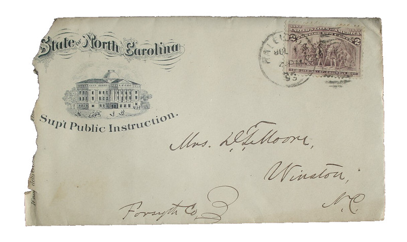 US SC 231 STATE RALEIGH ,NC  POSTAL HISTORY COVER 1893