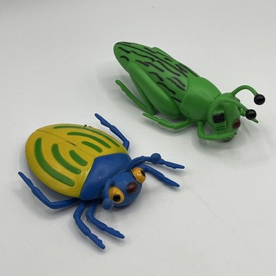 Jaru Colorful Bug Figure PVC Blue Yellow Beetle Grasshopper Cricket 90s Vtg 5 