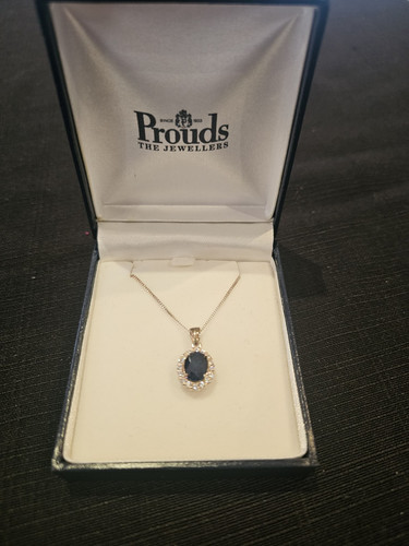 Silver Pendent With Blue Stone - Picture 1 of 2