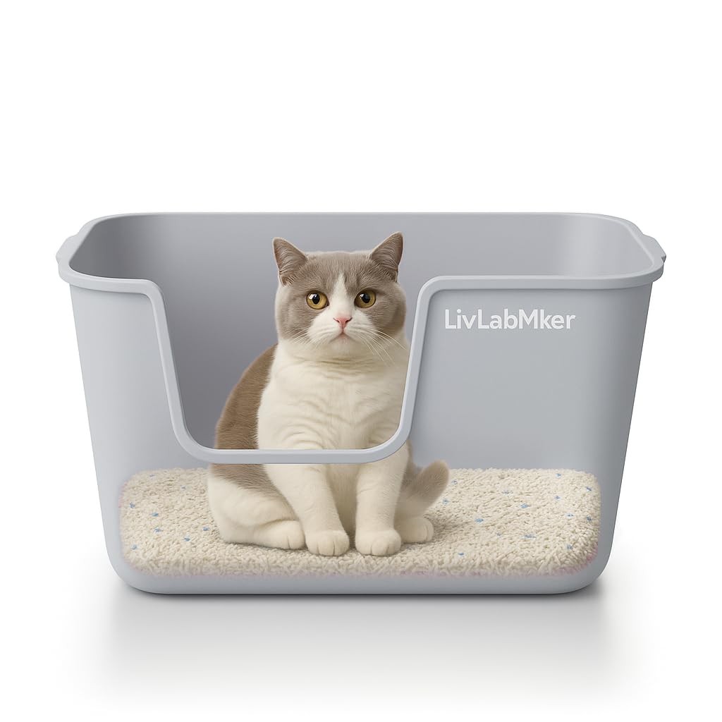 Extra Large Splash-Proof Cat Litter Box with High Sides for Big Cats