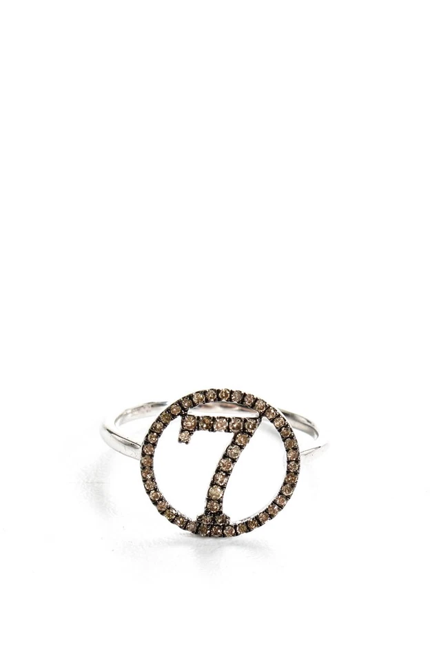 Rarities Womens Sterling Silver Diamond Pave Number 7 Ring Size 8 2 grams - Image 2 of 4
