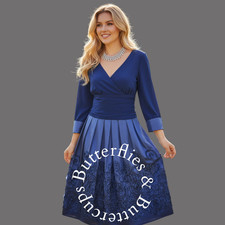 Eliza J Size 18 Dark Blue Fit & Flare Dress Mother of the Bride Party Cruise