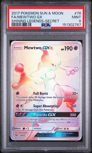 Pokémon Mewtwo GX (Secret) 76/73 Shining Legends Holo PSA 9