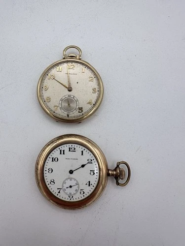 Vintage Hamilton & Waltham Pocket Watches Gold Filled Parts Repair Antique Lot