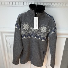 Dale of Norway Men's Fair Isle 1/4 Zip Water Repellent Sweater Gray M