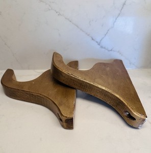 Set of 2 Antique Gold Wood Curtain Rod Brackets for 2.5” Rod Drapery Hardware 