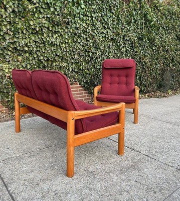 Domino Møbler Danish Teak Loveseat Sofa & Chair MCM Made In