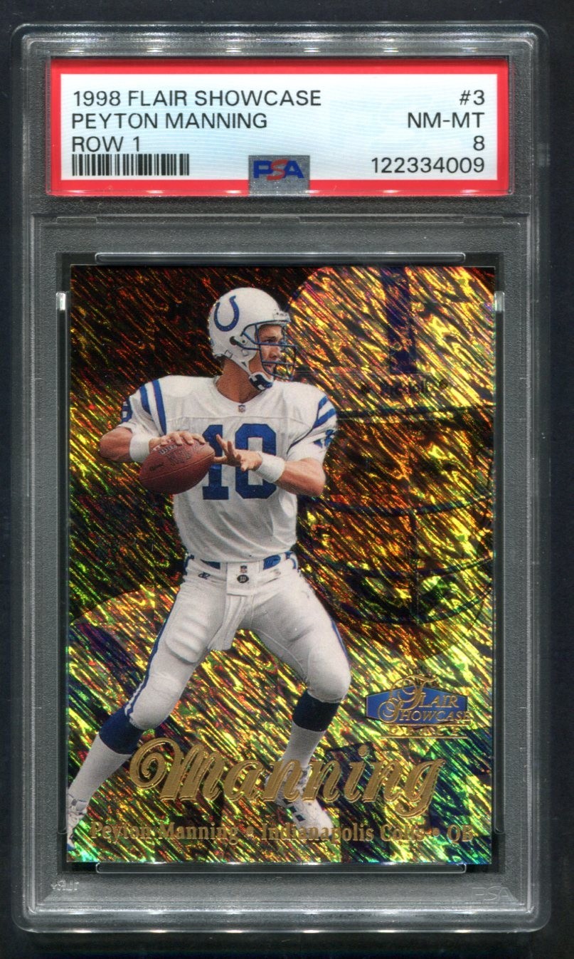 1998 Flair Showcase Peyton Manning Row 1 RC #3 PSA 8 NM-MT HOF