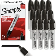 Sharpie King Size Permanent Markers, Large Chisel Tip, Black, 12 Count
