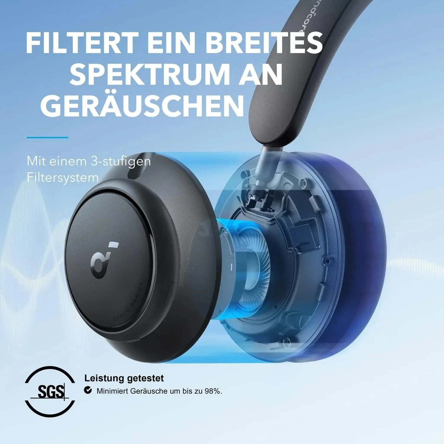 Soundcore Anker Space Q45 Bluetooth Kopfhörer 50 Std. Wiedergabe App Steuerung - Bild 3 von 7