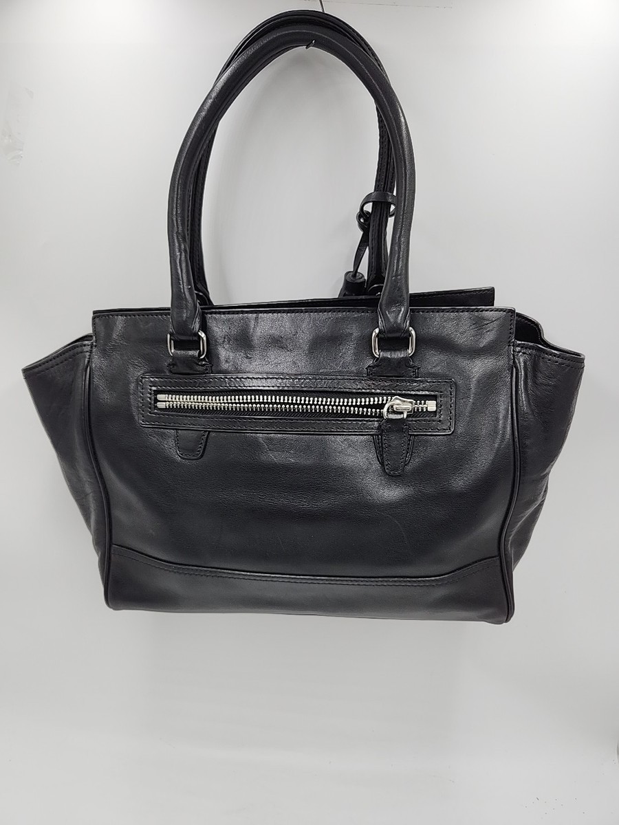 Coach Legacy Candace Carry all Tote Bag Black Leather Silver