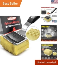 Black Grill Brush and Scraper Tools for Cast Iron & Stainless Steel Grates