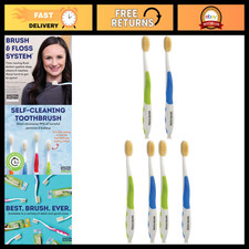 Soft Flossing Manual Toothbrushes for Adults - Pack of 6, Assorted Colors