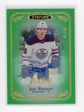 2019-20 UD Stature JOEL PERSSON Rookie Green Auto /85 #152 Edmonton Oilers