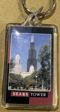 Sears Tower Chicago Illinois Keychain Vintage Souvenir Keyring Acrylic Photo