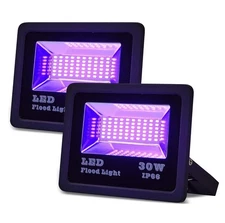 Lanfu 30W LED UV Black Light Floodlights IP66 Waterproof Outdoor 2-Pack