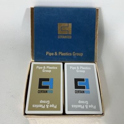 VTG Certainteed Pipe Plastic Group Playing Cards DOUBLE DECK Brown Bigelow Rare