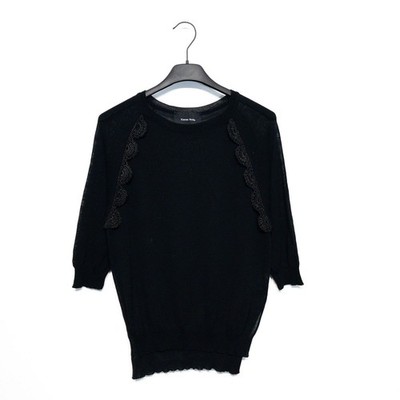 Simone Rocha Sheer Knitted Top Black Made In Italy Crochet Trim - Size XS 4 6