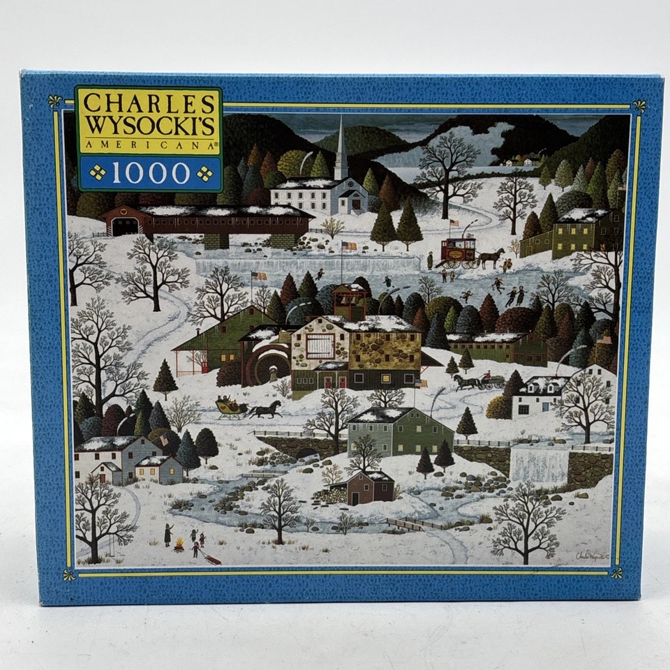 Rompecabezas Charles Wysocki 1000 piezas diversión navideña Nueva Inglaterra sin usar sellado Foto 4 de 4