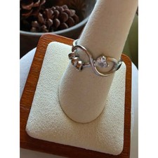 NEW Stainless Steel Infinity Ring with CZ heart. Adjustable.