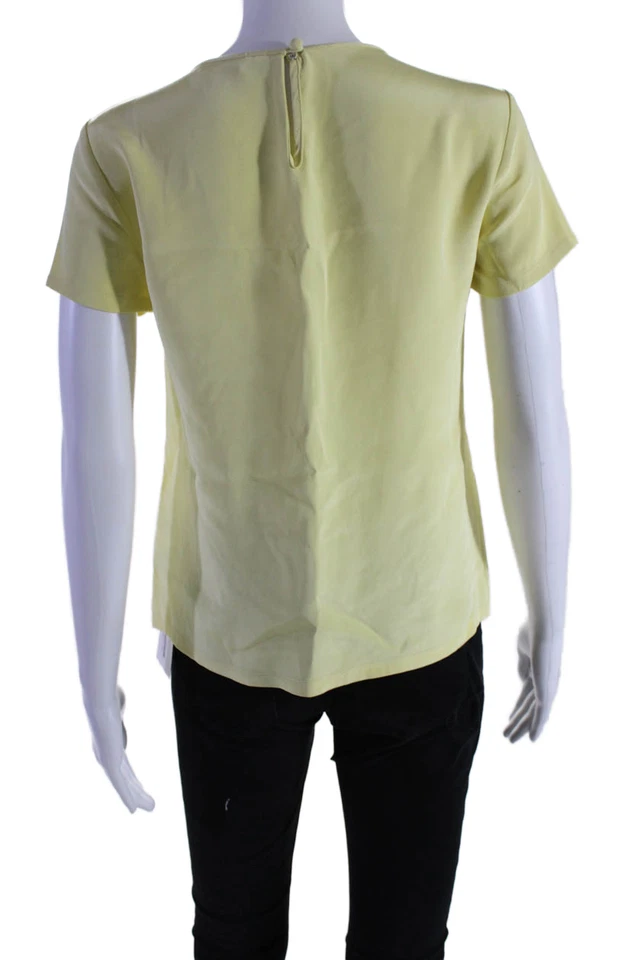 Blusa mujer J Crew Collection seda manga corta amarillo pálido talla mediana Foto 3 de 4