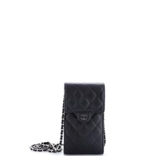 Chanel CC Flap Phone Holder Crossbody Bag Quilted Caviar