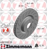 2X Bremsscheibe Zimmermann 400.5502.20 2 Bremsscheiben Vorderachse Vorne