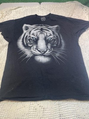 Fierce Stunning Majestic Bengal Tiger Black T-Shirt Adult Sz L Animal Jungle