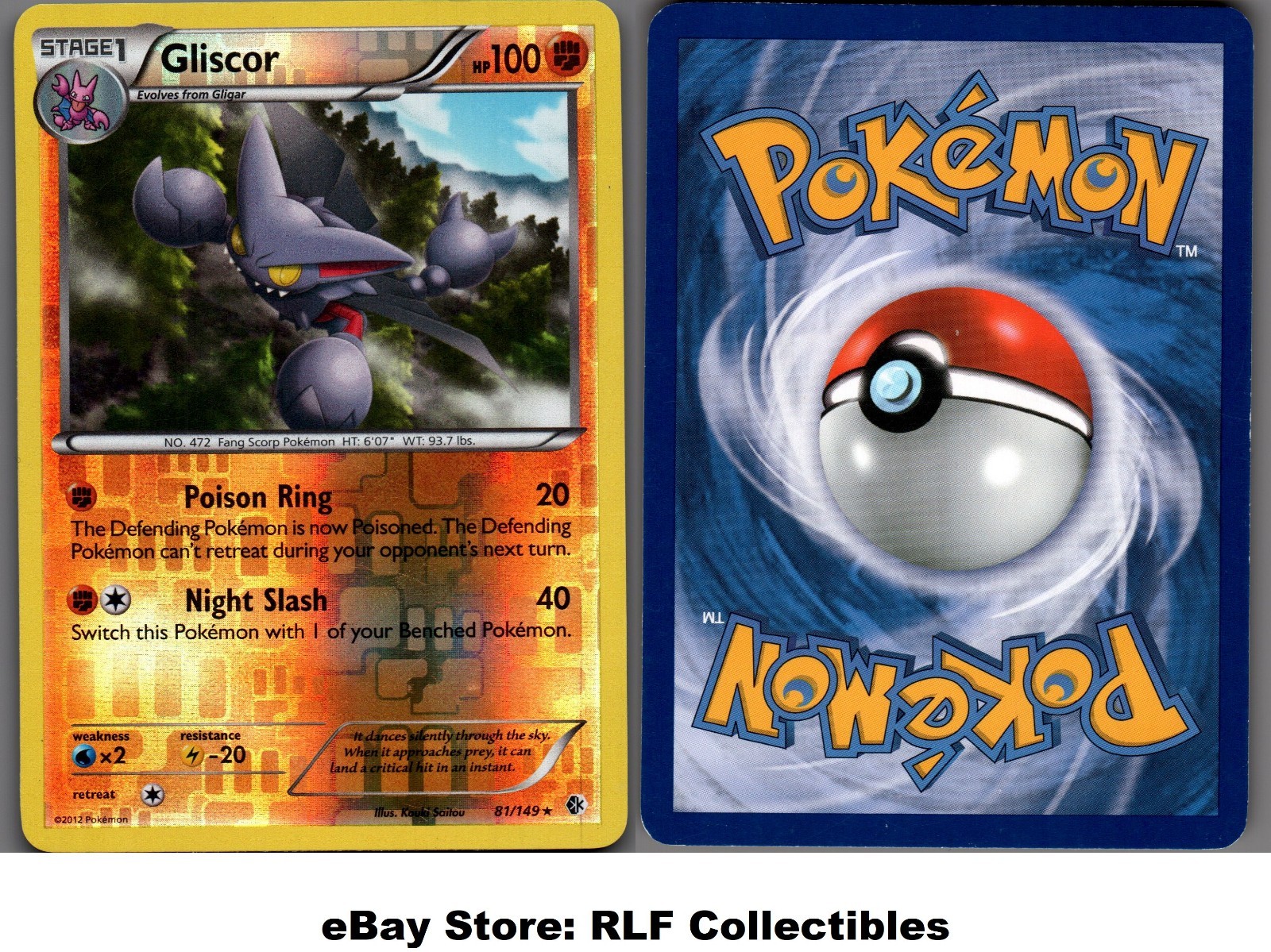 2012 Pokemon, B&W Boundaries Crossed, #81/149 Gliscor, Reverse Holo Rare