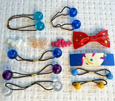 Vintage 90s Y2K Girls Hair Ties Clips Barrettes Clackers Lot of 12 - READ