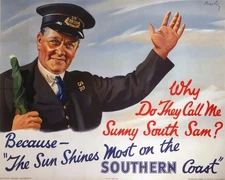 Southern Railway Advertising Poster - Sunny South Sam - Reproduction 24x36