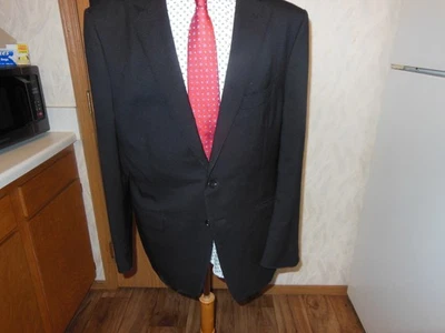LN Tom Ford   2 Btn Black Woven Wool Blazer 46L
