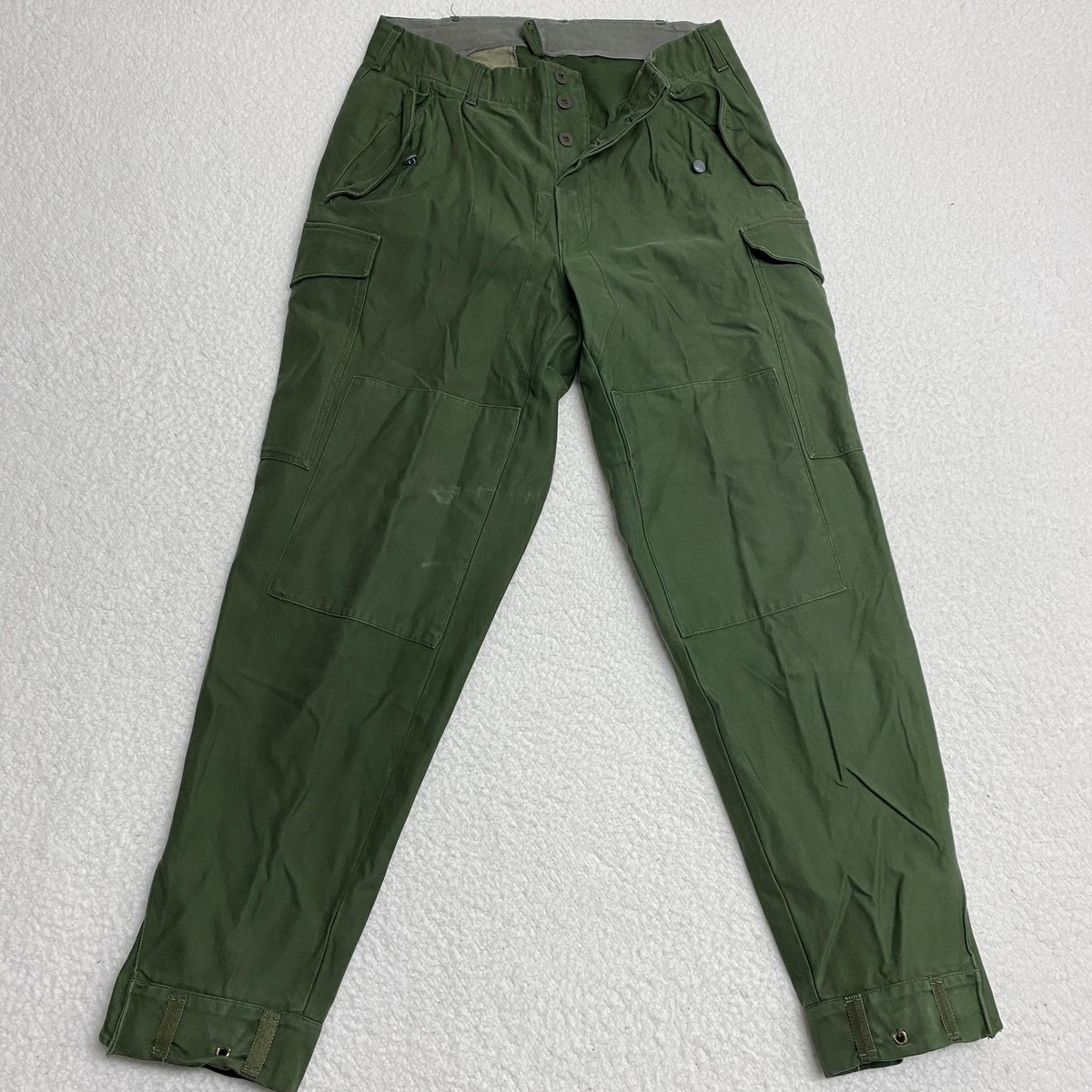 Vintage Swedish Army Pants Mens C48 Olive Green Military Cargo 