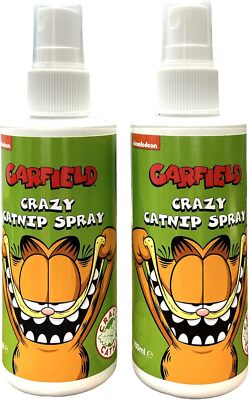 2X100ml Garfield Crazy Catnip Spray Natural Catnip Oil Treat Dye Alcohol  Free