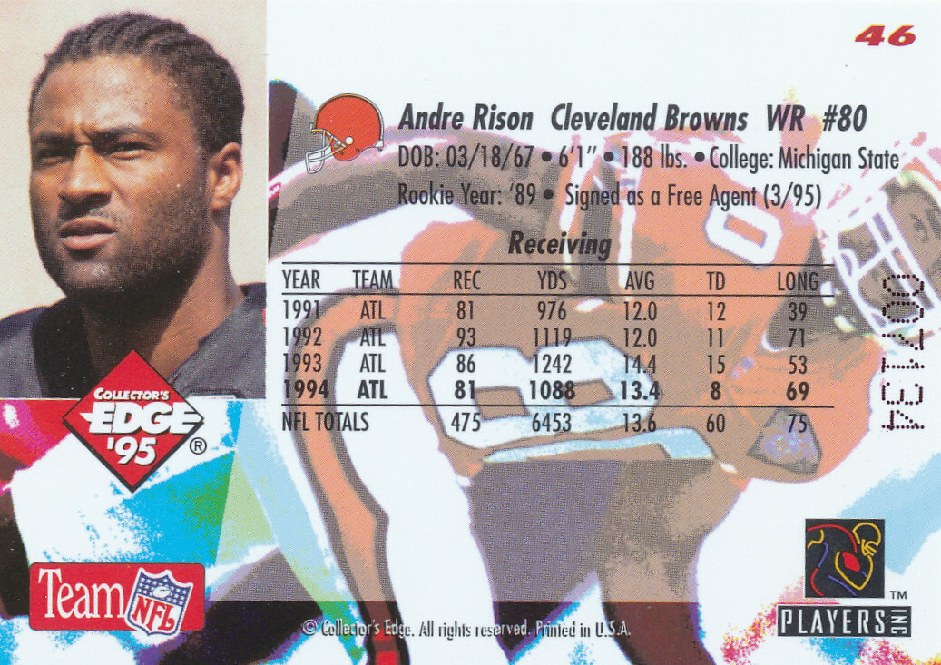 1995 Collector's Edge - Andre Rison #46 Gold for sale online | eBay
