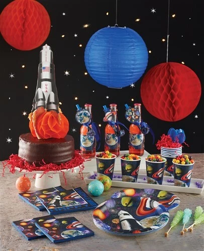 Paquete de 8 sombreros tamaño niño explosión espacial sistema solar nave espacial fiesta decoración Foto 2 de 2