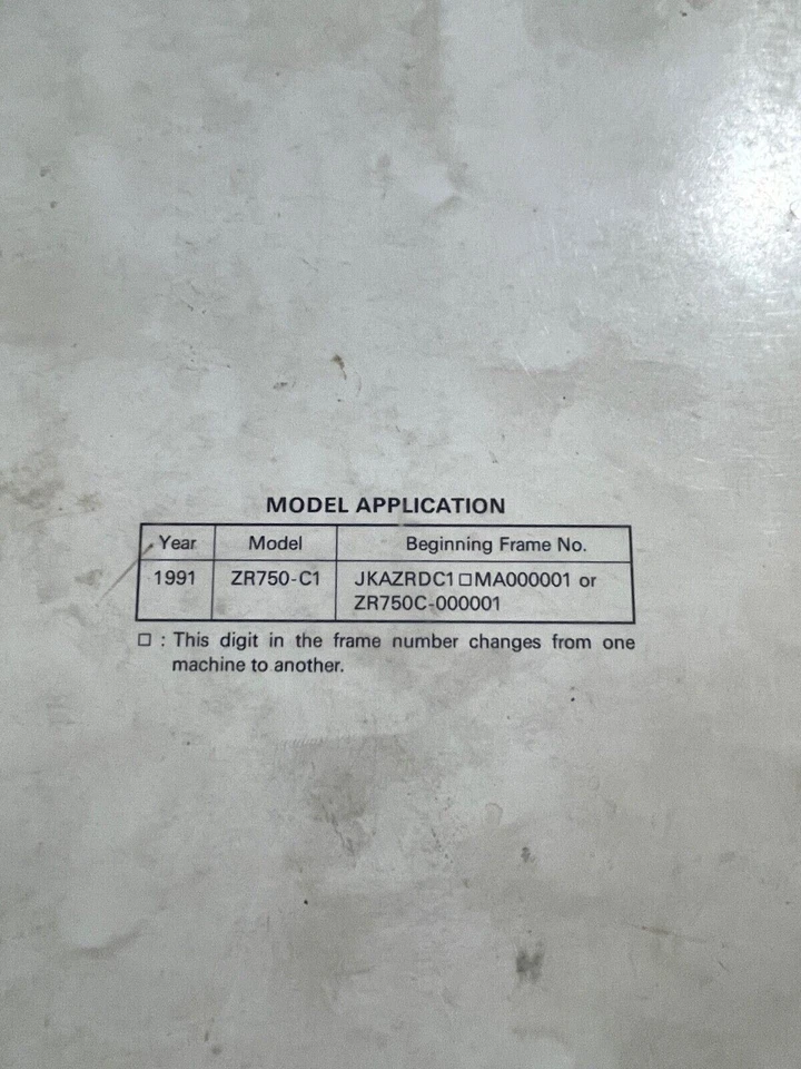 Kawasaki Zephyr 750 1991 manual de reparación de servicio Foto 2 de 2