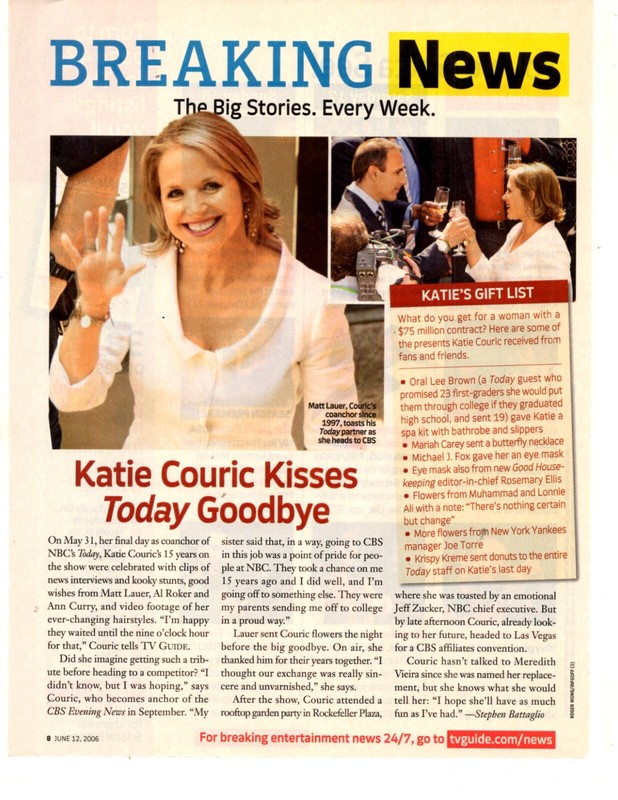 tv host KATIE COURIC -7 oz clippings lot (approx 50 pages) the today show