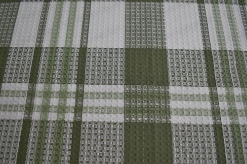 Paño de Cocina Algodón Jacquard 50x70 CM Blanco Verde Cuadro Waffelpique Francia - Imagen 3 de 6