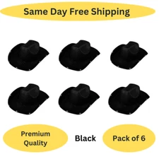 LED Light Up Flashing Sequin Cowboy Hats / Cowgirl hats - Pack of  6 (Black)