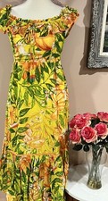 FARM RIO Tangerines Off /On Shoulders Ruffled Midi Dress  Size S