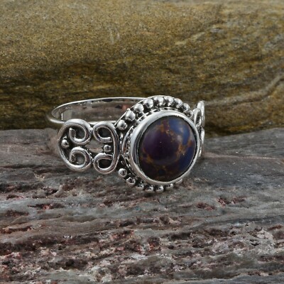 Handwerklich handgefertigter Mojave lila Türkis Sterlingsilber Ring (Größe 9,0) TGW 1,90