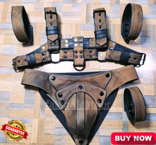 Mens Leather H Bulldog HARNESS brown and black adjustable straps,Jockstrap