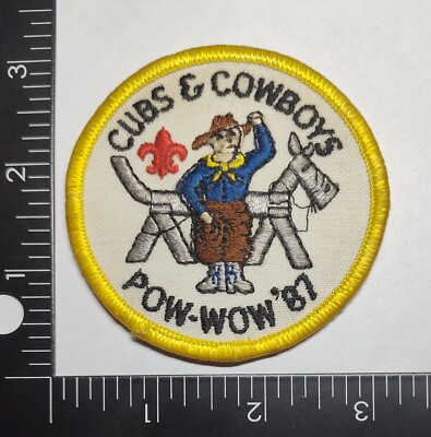 Cubs and Cowboy Pow Wow Patch Sew Boy Scout Camp Rare Collection Vintage 1960s